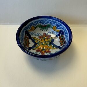 Vintage Small Talavera Ceramic Dipping Condiment Spice Bowl.